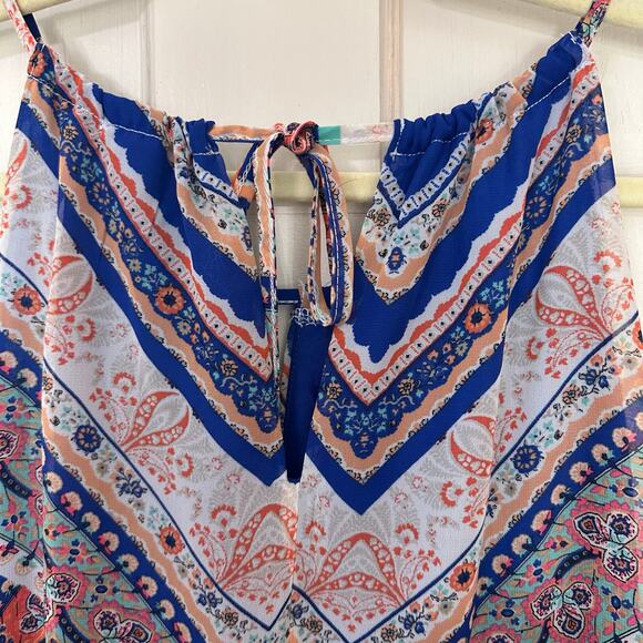 Sequin Hearts Scarf Dress Halter Keyhole Bohemian Sheer Lined Side Slit Small - Picture 6 of 9